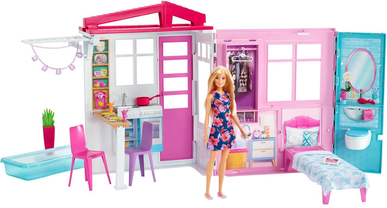 Barbie dollhouse with doll and furniture
