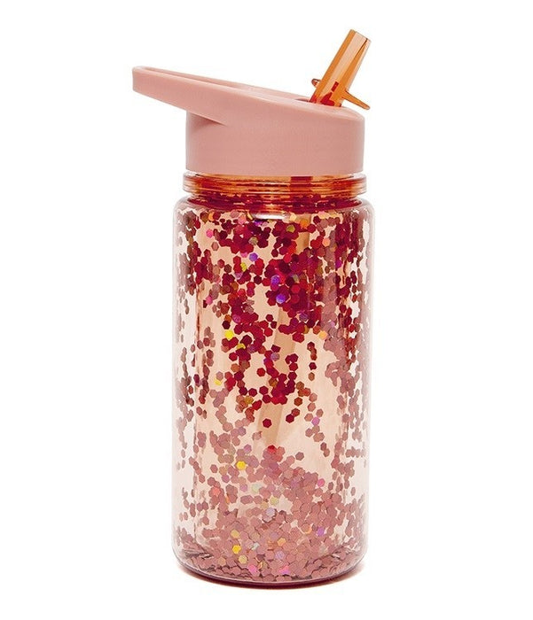 Vattenflaska, peach glitter - 300 ml