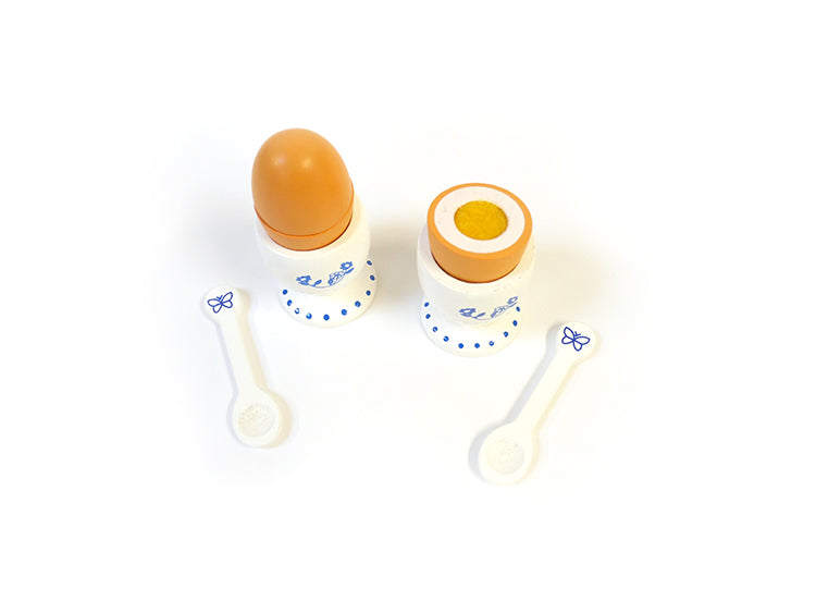 Egg cups with eggs