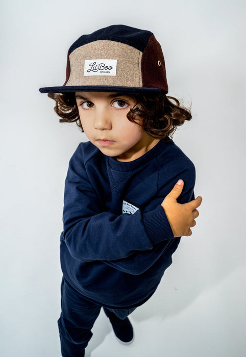 Keps, blockull 5-panel - Brun (Storlek XL, 7-14 år)