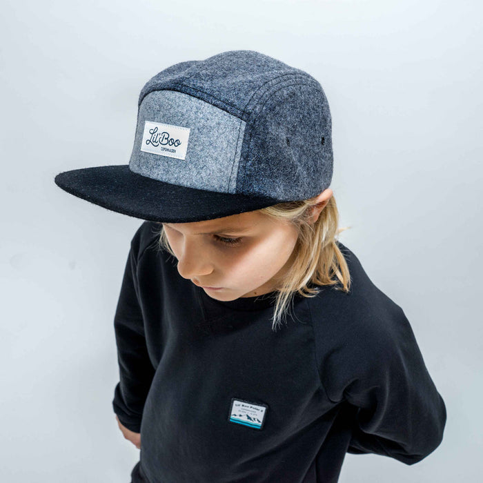 Keps, blockull 5-panel - Grå (Storlek XL, 7-14 år)