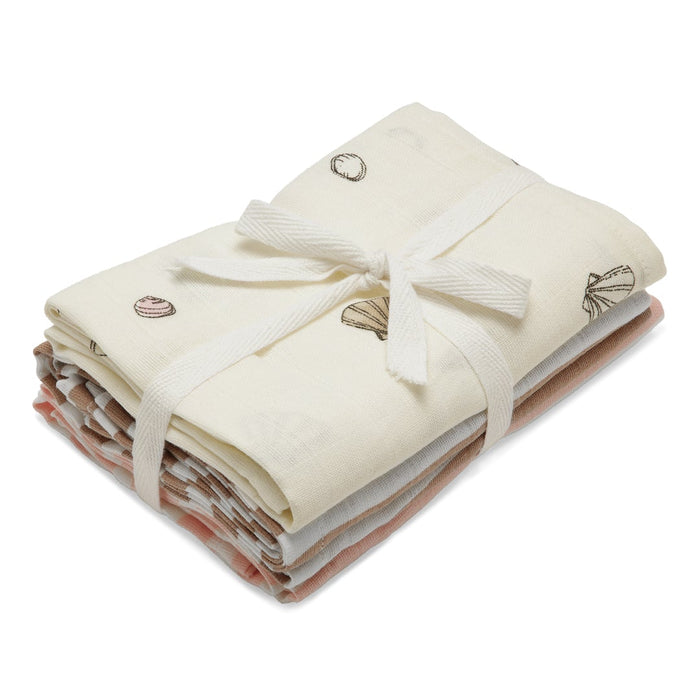 Muslins 3 pk. - Havstryck rose