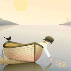 Pojke i en båt, affisch, 30x40cm